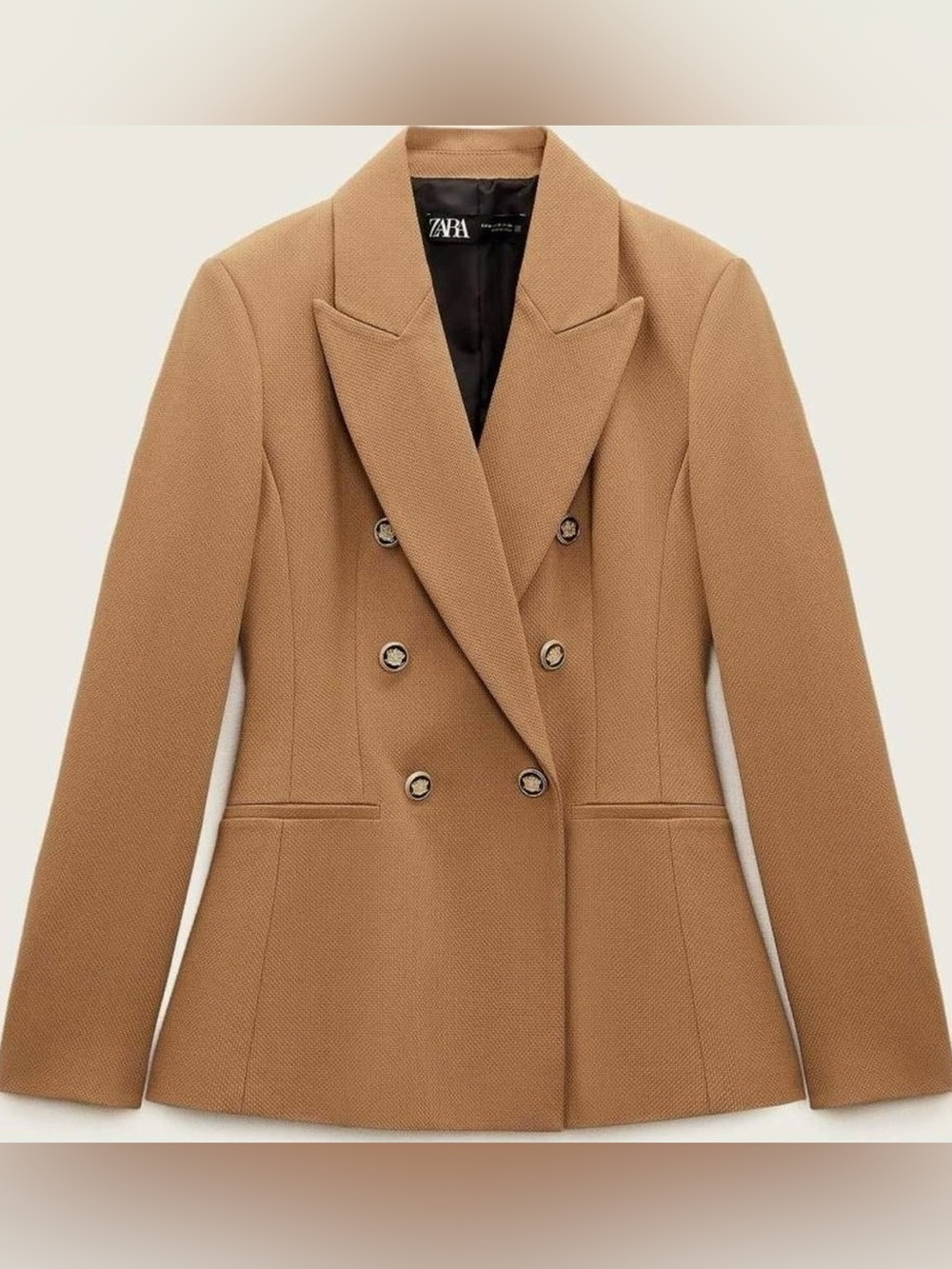 ZARA Double-Breasted Blazer Suit Jacket Camel Size Medium